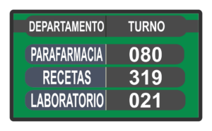 gestión de colas farmacia parafarmacia ortopedia gestor turnos espera pantalla turno publicidad sistema expendedor ticket televisión tv 2