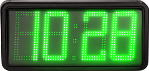 reloj temperatura led hora electrónico verde termometro LAN POE interior sincronizado luminosidad display calendario digital